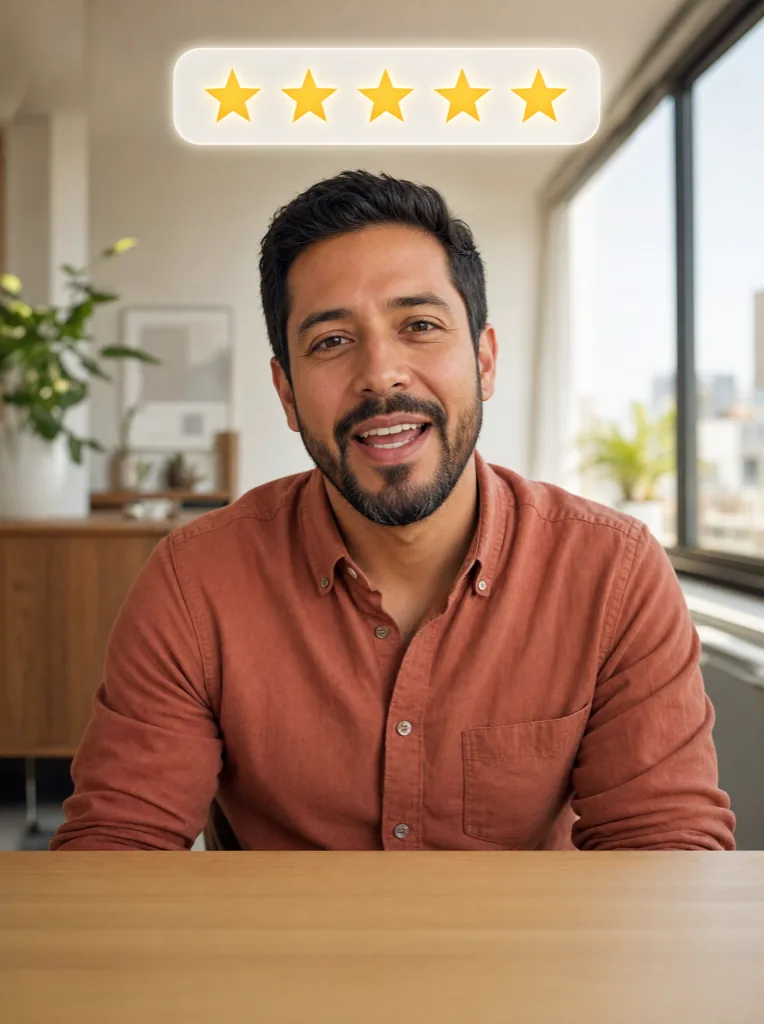 Diego — testimonial with 5-star rating